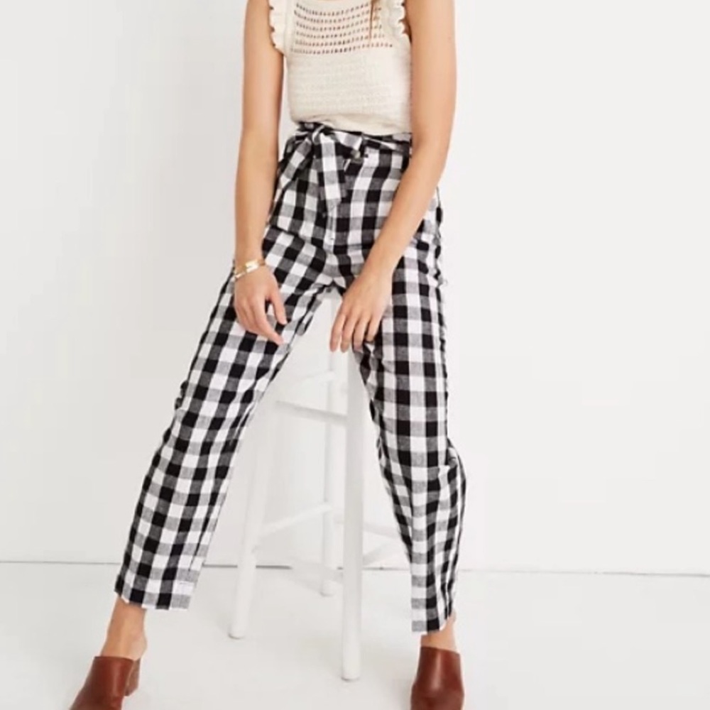 Madewell gingham paper bag pants